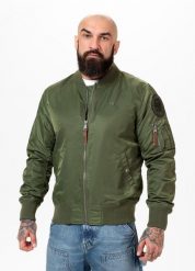 Kurtka przejściowa męska Pitbull MA-1 Logo. Zielone kurtki PITBULL, m, z aplikacjami, z dzianiny, bez kaptura. Za 319.00 zł.