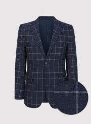 PAKO LORENTE – Casualowa granatowa marynarka w jasną kratę. Garnitury Pako Lorente, na co dzień, m, bez wzorów, casualowe. Za 399.99 zł.