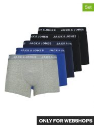 Jack & Jones Bokserki (5 par) w kolorze czarnym, niebieskim i szarym rozmiar: L. Czarne bokserki Jack & Jones, l, bez wzorów. Za 106.13 zł.