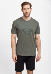 Bawełniana koszulka, Comfort Fit, T-LIQUID. Brązowe t-shirty Volcano, m, bez wzorów, z bawełny, bez kołnierzyka, bez ramiączek. Za 69.99 zł.