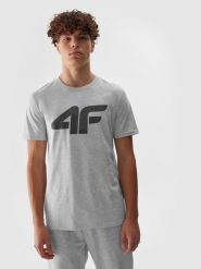 4F T-shirt regular z nadrukiem męski - szary XL. Szare t-shirty 4F, m, bez wzorów, z bawełny, bez kołnierzyka, bez ramiączek. Za 59.99 zł.