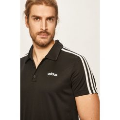 Adidas - Polo. Czarne koszulki polo Adidas, m, bez wzorów, z materiału, bez kołnierzyka, bez ramiączek. W wyprzedaży za 69.90 zł.