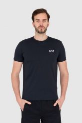 EA7 Granatowy t-shirt męski z małym logo. Niebieskie t-shirty EA7 Emporio Armani, m, bez wzorów, bez kołnierzyka, bez ramiączek. W wyprzedaży za 215.99 zł.