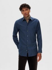 Selected Homme Koszula 16090212 Granatowy Slim Fit. Niebieskie koszule Selected Homme, m, bez wzorów, z bawełny, bez kołnierzyka, bez ramiączek. Za 69.99 zł.