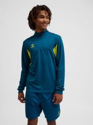 Bluza dresowa z pół zamkiem błyskawicznym Hummel Authentic. Niebieskie bluzy bez kaptura Hummel, xl, bez wzorów, z dresówki, bez kaptura. Za 189.30 zł.