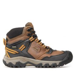 Trekkingi Keen. Brązowe botki sznurowane Keen, bez wzorów, bez obcasa, bez zapięcia. Za 569.99 zł.