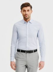 PAKO LORENTE – Niebieska bawełniana koszula męska. Niebieskie koszule Pako Lorente, m, bez wzorów, z bawełny, bez kołnierzyka, bez ramiączek. Za 119.99 zł.