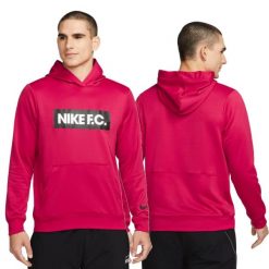 Bluza sportowa męska Nike FC Libero Dri-Fit treningowa kangurka z kapturem. Czerwone bluzy z kapturem Nike, m, bez wzorów, z dresówki, z kapturem. Za 182.07 zł.
