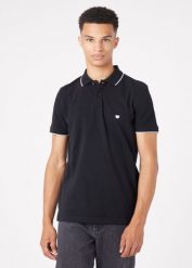 WRANGLER POLO SHIRT MĘSKA KOSZULKA POLO BLACK W7BHK4100 112324468. Czarne koszulki polo Wrangler, l, bez wzorów, bez kołnierzyka, bez ramiączek. Za 109.99 zł.