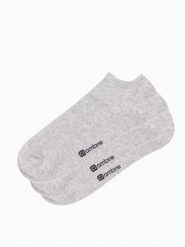 Skarpety męskie stopki 3-pak - szary melanż V3. Szare skarpety Ombre Clothing, bez wzorów, z bawełny. Za 49.99 zł.