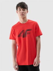 4F T-shirt regular z nadrukiem męski - czerwony XXL. Czerwone t-shirty 4F, m, bez wzorów, z bawełny, bez kołnierzyka, bez ramiączek. Za 59.99 zł.