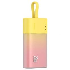 Baseus Popsicle 5200mAh 20W z wbudowanym kablem Lightning żółto-różowy. Czerwone powerbanki . Za 58.90 zł.