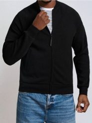 Bluza bomber - czarny. Czarne bluzy bez kaptura Sinsay, l, bez wzorów, bez kaptura. W wyprzedaży za 33.99 zł.