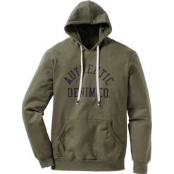 Bluza z kapturem i specjalnym krojem na wys. brzucha Regular Fit bonprix ciemnooliwkowy. Bluzy marki bonprix. Za 69.99 zł.