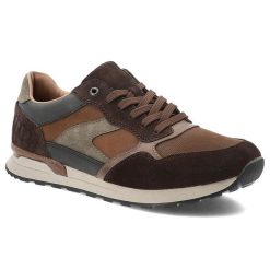 Brązowe Sneakersy Rieker Sportowe Obuwie Męskie. Brązowe buty sportowe casual Rieker, bez wzorów, z jeansu, bez zapięcia. Za 365.99 zł.