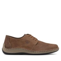 Półbuty Rieker. Brązowe eleganckie półbuty Rieker, bez wzorów, bez obcasa, bez zapięcia. Za 369.99 zł.