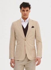 PAKO LORENTE – Casualowa marynarka męska w kolorze beżowym. Brązowe garnitury Pako Lorente, na co dzień, m, bez wzorów, z elastanu. Za 299.99 zł.