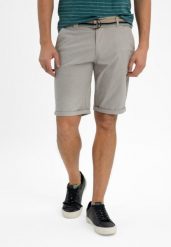 Szorty z paskiem P-TER. Brązowe szorty Volcano, l, bez wzorów, z bawełny, klasyczne. Za 159.99 zł.