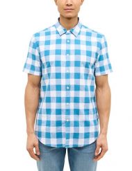 Męska koszula Mustang Style Berkeley Blue Big Vichy Check 1016471 12737. Niebieskie koszule Mustang, m, bez wzorów, bez kołnierzyka, bez ramiączek. Za 169.99 zł.