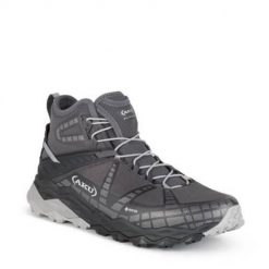 Buty trekkingowe męskie Aku Flyrock Gtx. Szare buty turystyczne Aku, bez wzorów, z gore-texu, za kostkę, bez zapięcia, trekkingowe, gore-tex. Za 872.00 zł.