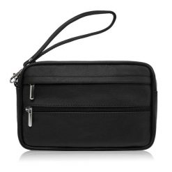 Saszetka męska skórzana do ręki czarna skóra naturalna Abruzzo ABR-15. Czarne torby na ramię bez wzorów, ze skóry, do ręki, bez dodatków. Za 99.99 zł.