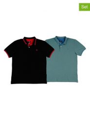 The Time of Bocha Koszulki polo (2 szt.) w kolorze turkusowym i czarnym rozmiar: M. Czarne koszulki polo The Time of Bocha, m, bez wzorów, z bawełny, bez kołnierzyka, bez ramiączek. Za 165.99 zł.