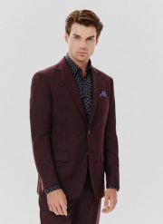 PAKO LORENTE – Marynarka garniturowa w kolorze burgundowym. Czerwone garnitury Pako Lorente, m, bez wzorów, z poliesteru, wizytowe. Za 649.99 zł.