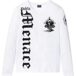 Shirt z długim rękawem Slim Fit bonprix biały. Białe bluzki z długim rękawem bonprix, m, bez wzorów, bez kołnierzyka, bez ramiączek. Za 21.99 zł.