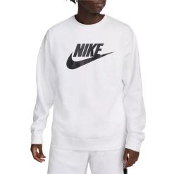 Bluza dresowa sportowa męska Sportswear Club Fleece. Białe bluzy bez kaptura Nike, m, bez wzorów, z bawełny, bez kaptura. Za 199.99 zł.