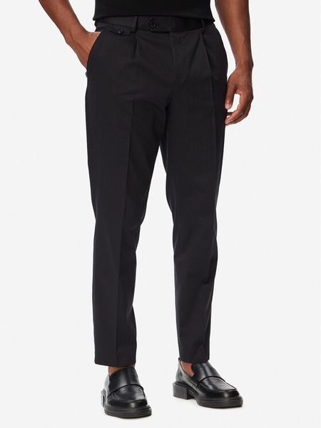 BOSS Spodnie materiałowe H-Perin 50567533 Granatowy Tapered Fit. Niebieskie spodnie materiałowe Boss, m, bez wzorów, z bawełny. Za 899.99 zł.