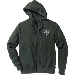 Bluza rozpinana Slim Fit bonprix oliwkowy melanż. Bluzy marki bonprix, m, z aplikacjami, z kapturem. Za 59.99 zł.