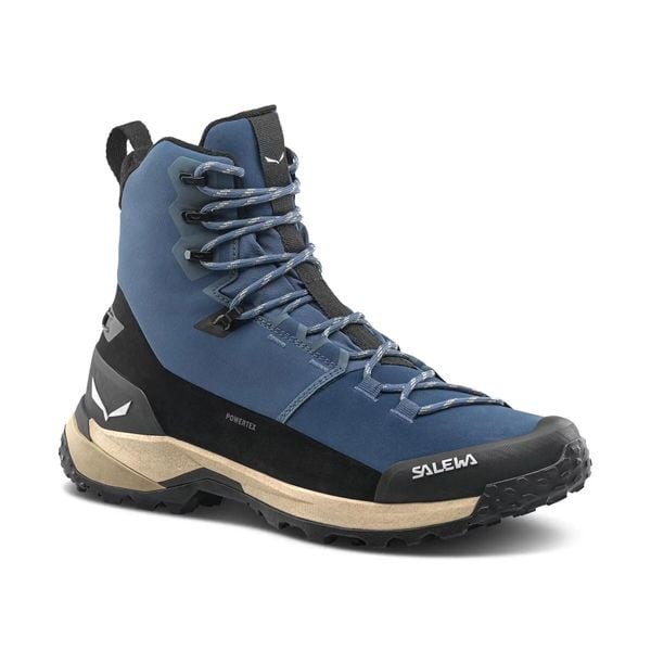 Buty trekkingowe Salewa Puez Winter Mid Ptx. Czarne buty turystyczne Salewa, na zimę, bez wzorów, z materiału, bez zapięcia, trekkingowe, primaloft. Za 908.50 zł.