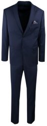 Elegancki Garnitur Wełniany, Wyszczuplony (Slim) - MEN'SFIELD - Granatowy. Niebieskie garnitury MEN'SFIELD, na co dzień, l, bez wzorów, z gumy. Za 925.00 zł.