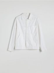 Koszula comfort z domieszką lnu - biały. Białe koszule Reserved, l, bez wzorów, z bawełny, bez kołnierzyka, bez ramiączek. W wyprzedaży za 99.99 zł.