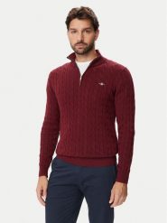 Gant Sweter 8050603 Bordowy Regular Fit. Czerwone swetry rozpinane GANT, m, bez wzorów, z bawełny, bez kołnierzyka, bez ramiączek. Za 560.99 zł.