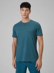 4F Koszulka sportowa w kolorze turkusowym rozmiar: XL. Niebieskie t-shirty sportowe 4F, bez wzorów, z materiału, bez ramiączek, outdoorowe. Za 61.46 zł.