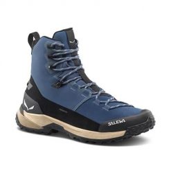 Buty trekkingowe męskie Salewa Puez Winter Mid Powertex. Niebieskie buty trekkingowe Salewa, bez wzorów, z materiału, za kostkę, bez zapięcia, trekkingowe. Za 1,073.00 zł.