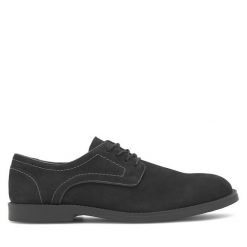 Półbuty Lasocki. Czarne eleganckie półbuty Lasocki, bez wzorów, bez obcasa, bez zapięcia. Za 183.99 zł.