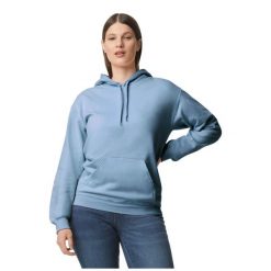 Bluza Z Kapturem Dla Dorosłych Unisex Softstyle Fleece Midweight. Niebieskie bluzy GILDAN, l, bez wzorów, z kapturem. Za 112.99 zł.