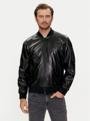 Guess Kurtka z imitacji skóry M4YL22 WF410 Czarny Regular Fit. Czarne kurtki Guess, l, z aplikacjami, ze skóry, bez kaptura. Za 499.99 zł.