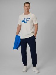 4F Spodnie dresowe joggery męskie - granatowe M. Niebieskie joggery i bojówki 4F, m, bez wzorów, z dresówki. Za 159.99 zł.