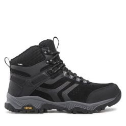 Trekkingi Halti. Czarne botki sznurowane Halti, bez wzorów, bez obcasa, bez zapięcia. Za 389.99 zł.