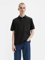 Levi's Koszulka polo w kolorze czarnym rozmiar: L. Czarne koszulki polo Levi's®, l, bez wzorów, z bawełny, bez kołnierzyka, bez ramiączek. Za 114.71 zł.