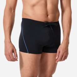 Bokserki pływackie męskie Decathlon Plus. Czarne odzież kąpielowa Decathlon, m, bez wzorów, z materiału, eleganckie. Za 39.99 zł.