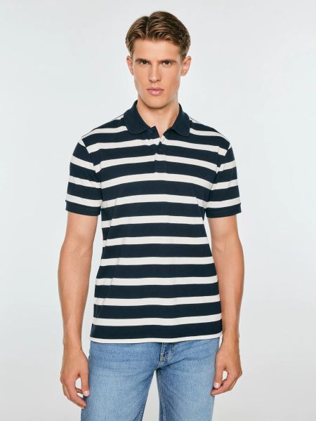 Koszulka męska polo w białe paski granatowa talus 403. Niebieskie koszulki polo BIG STAR, l, bez wzorów, z bawełny, bez kołnierzyka, bez ramiączek. Za 139.99 zł.