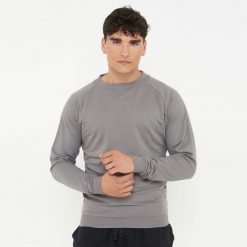 Unisex bawełniana bluza F GORN ciemnoszara. Szare bluzy Legea, bez wzorów, z bawełny, bez kaptura. W wyprzedaży za 84.00 zł.