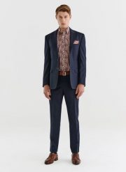 PAKO LORENTE – Spodnie garniturowe w kratę Windowpane. Niebieskie garnitury Pako Lorente, bez wzorów, z lycry. Za 499.99 zł.