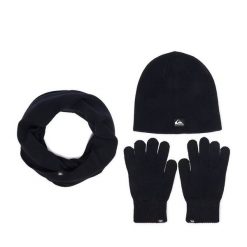 Komplet czapka, komin i rękawiczki Quiksilver. Niebieskie czapki zimowe Quiksilver, bez wzorów. Za 139.99 zł.