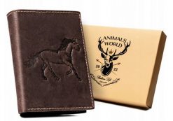 Portfel skórzany Always Wild N4-CHM-HORSE brązowy tłoczenie koń. Brązowe portfele Always Wild, bez wzorów, z nubiku. Za 50.00 zł.
