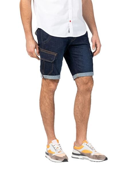 Timezone Szorty dżinsowe "Stanley" - Slim fit - w kolorze granatowym rozmiar: W31. Niebieskie szorty Timezone, z aplikacjami, z jeansu. Za 74.46 zł.